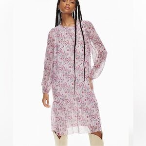 Aritzia Wilfred Miriam Trapeze Midi Dress Pink Floral Size Medium